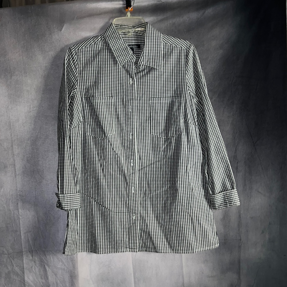Checkered button up top
